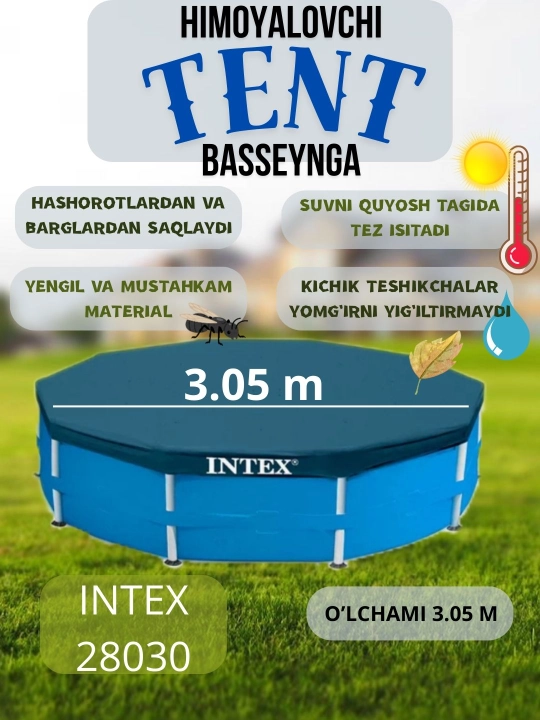 Ramkali basseyn uchun himoya tenti, Intex basseyn qoplamasi 28038, 28039 soyabon uchun qopqoq - 