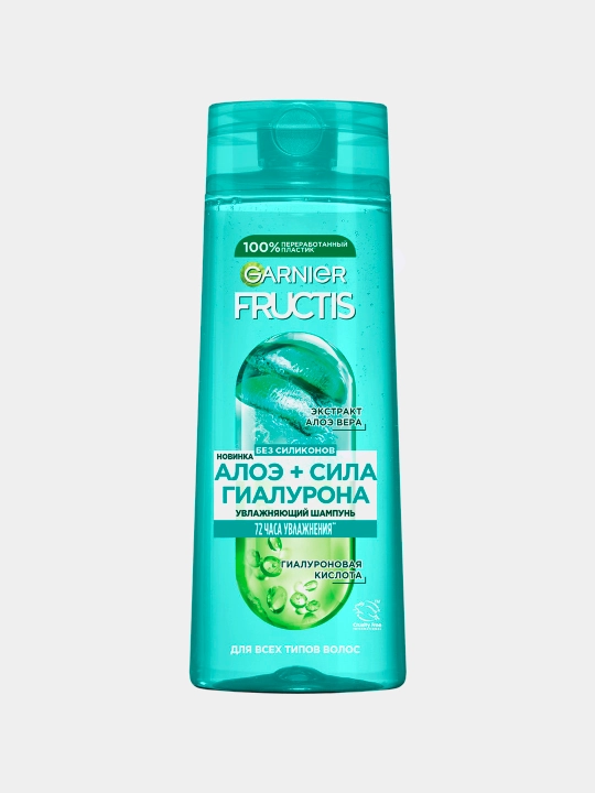 Garnier Fructis shampun fruktis, aloe + gialuron kuchi, namlovchi, barcha soch turlari uchun, 400 ml