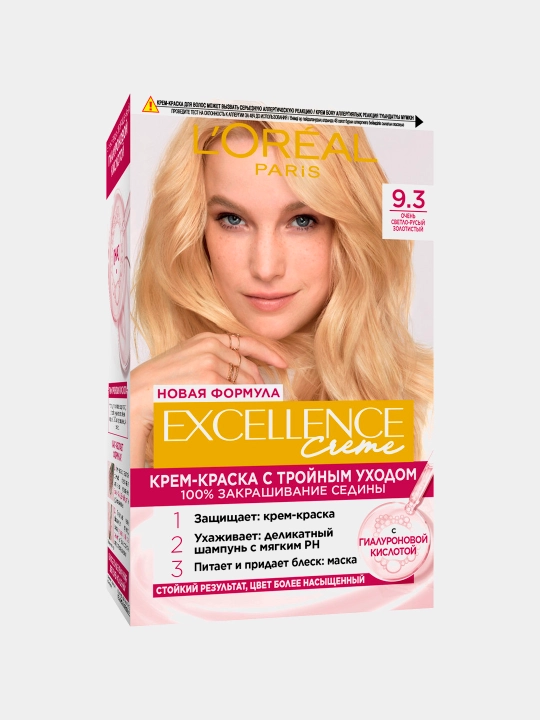 Краска для волос L'Oreal Paris Excellence Creme, тон 9.3, cветло-русый золотистый