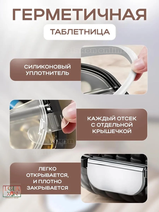 Таблетница, контейнер для лекарств и витаминов, органайзер для таблеток
