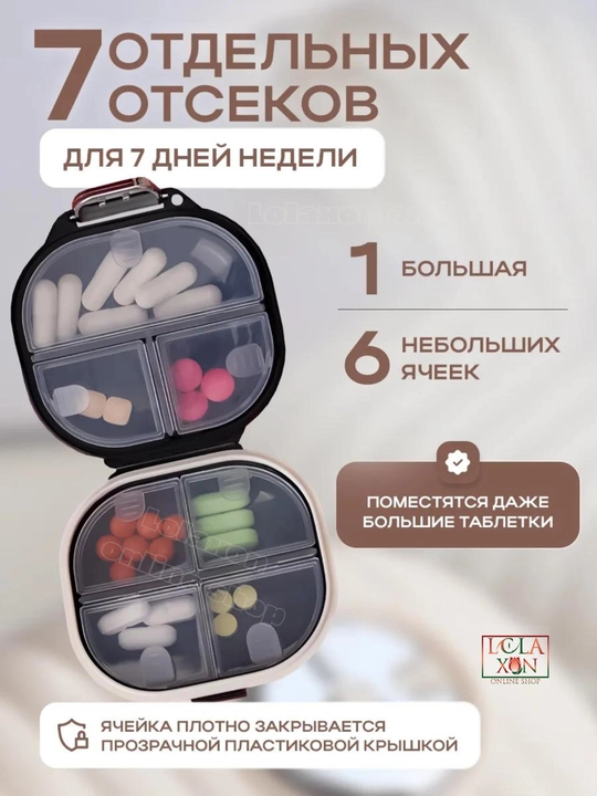 Таблетница, контейнер для лекарств и витаминов, органайзер для таблеток