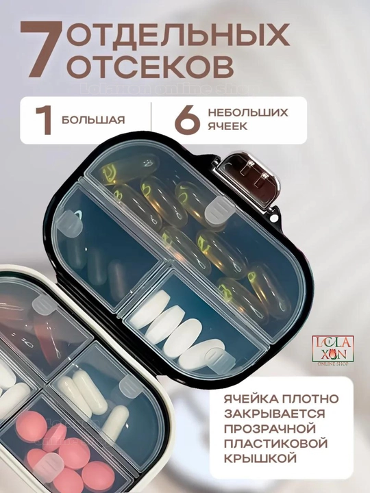 Таблетница, контейнер для лекарств и витаминов, органайзер для таблеток