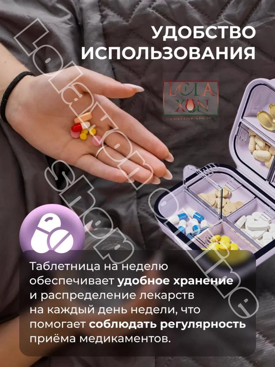 Таблетница, контейнер для лекарств и витаминов, органайзер для таблеток
