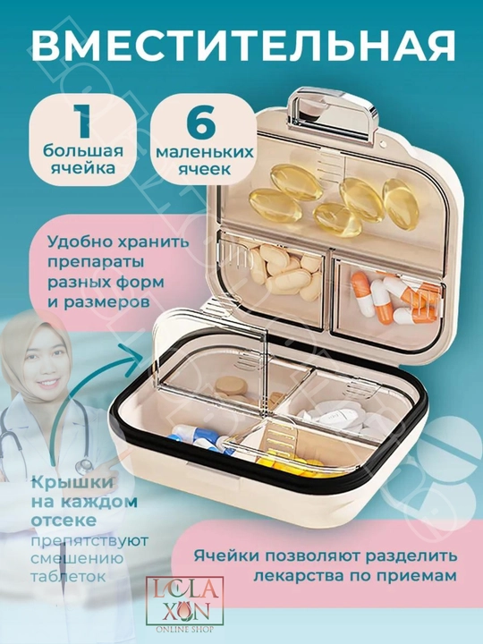 Таблетница, контейнер для лекарств и витаминов, органайзер для таблеток