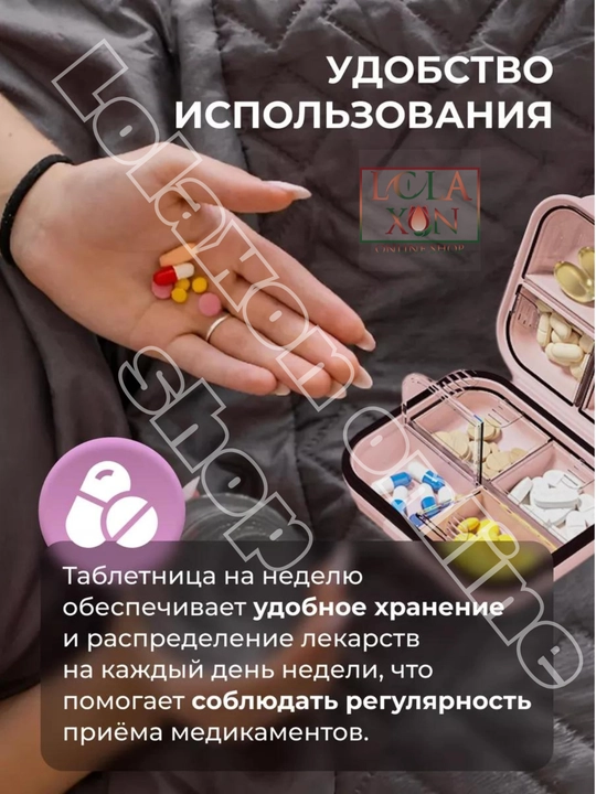 Таблетница, контейнер для лекарств и витаминов, органайзер для таблеток