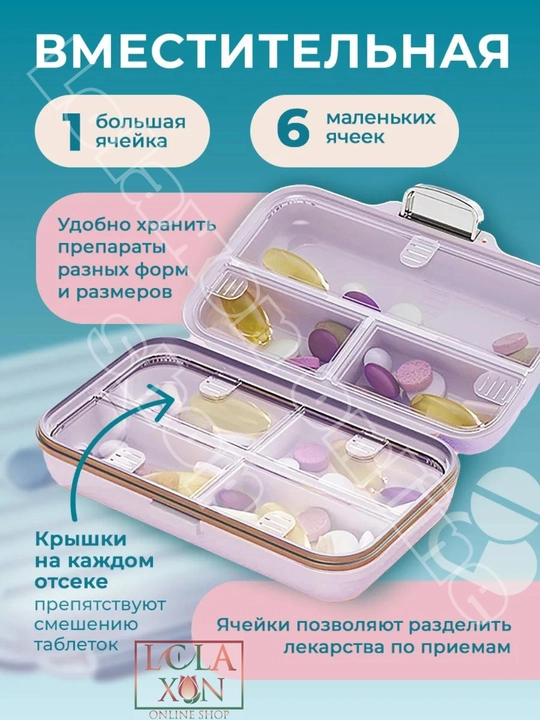 Таблетница, контейнер для лекарств и витаминов, органайзер для таблеток