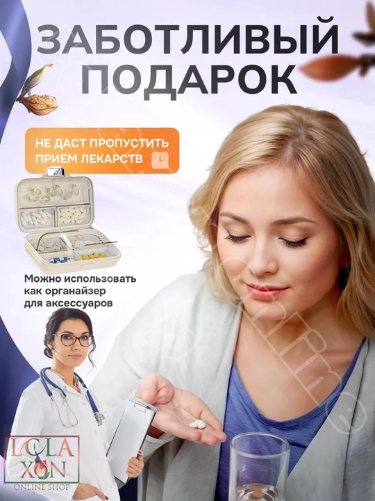 Таблетница, контейнер для лекарств и витаминов, органайзер для таблеток