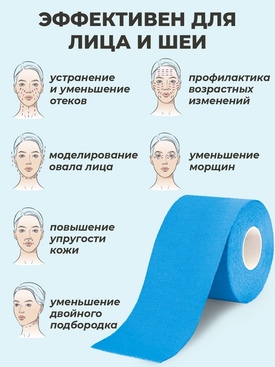 Кинезио тейп для лица и тела, с мягким клеем, тейп против морщин и отеков, спортивный