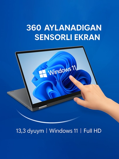 Mediacom Noutbuk, Intel N4000, 4GB RAM, 256GB SSD, 360° Sensorli, 13.3 dyum Ekran 3