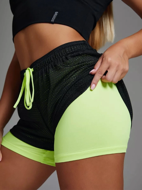 Ayollar sport shortilari velosipedlari, fitnes uchun, ikki qavatli