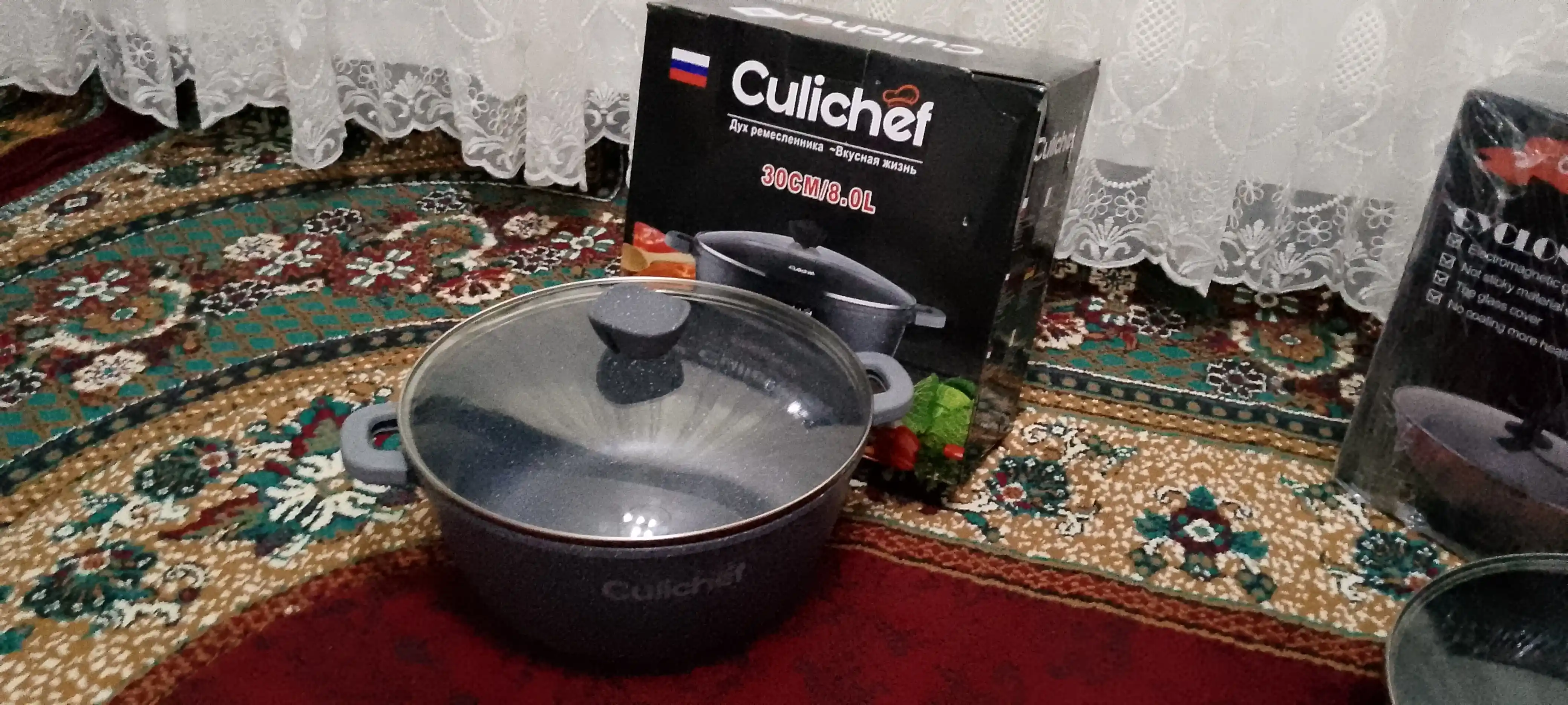 Granit tagiolmaydigan shisha qopqoqli, qozon CULICHEF