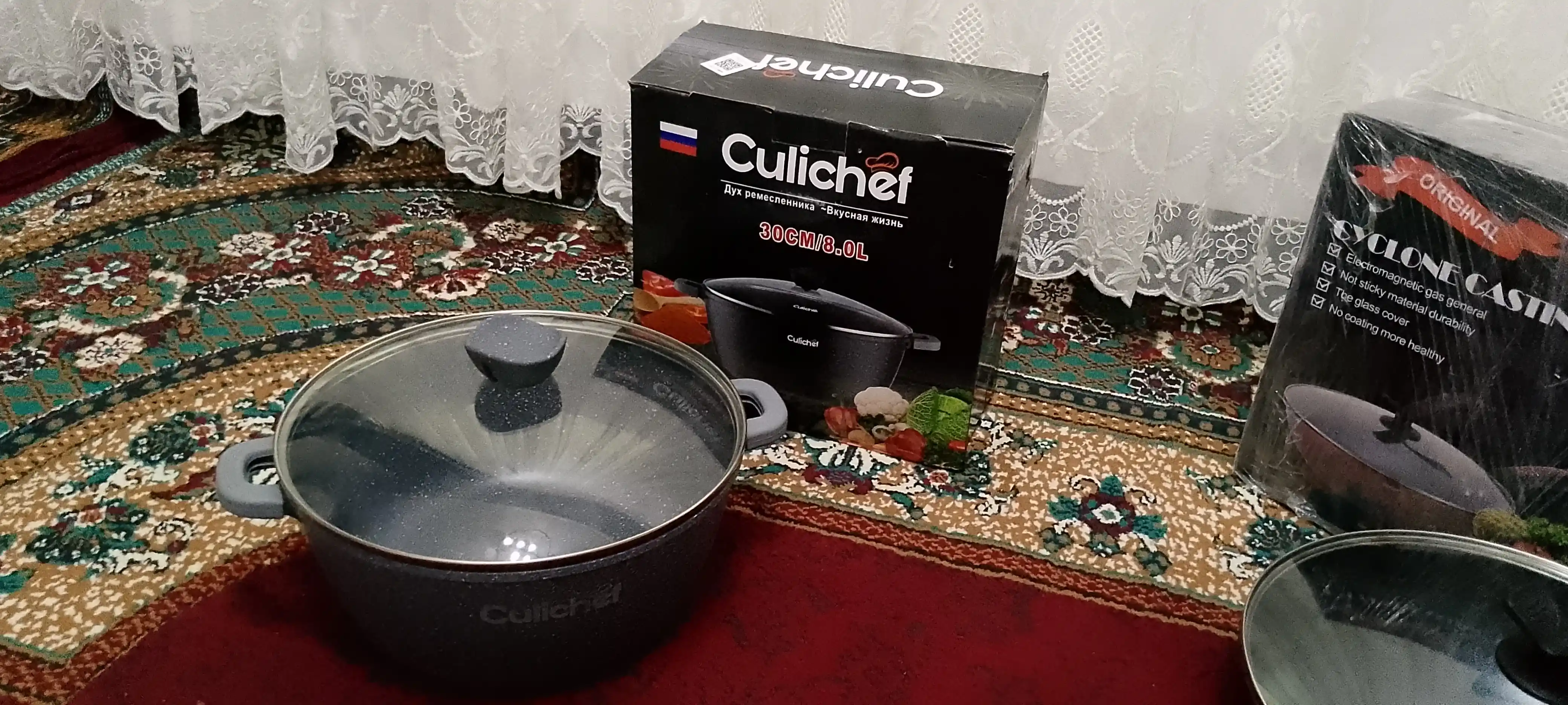 Granit tagiolmaydigan shisha qopqoqli, qozon CULICHEF