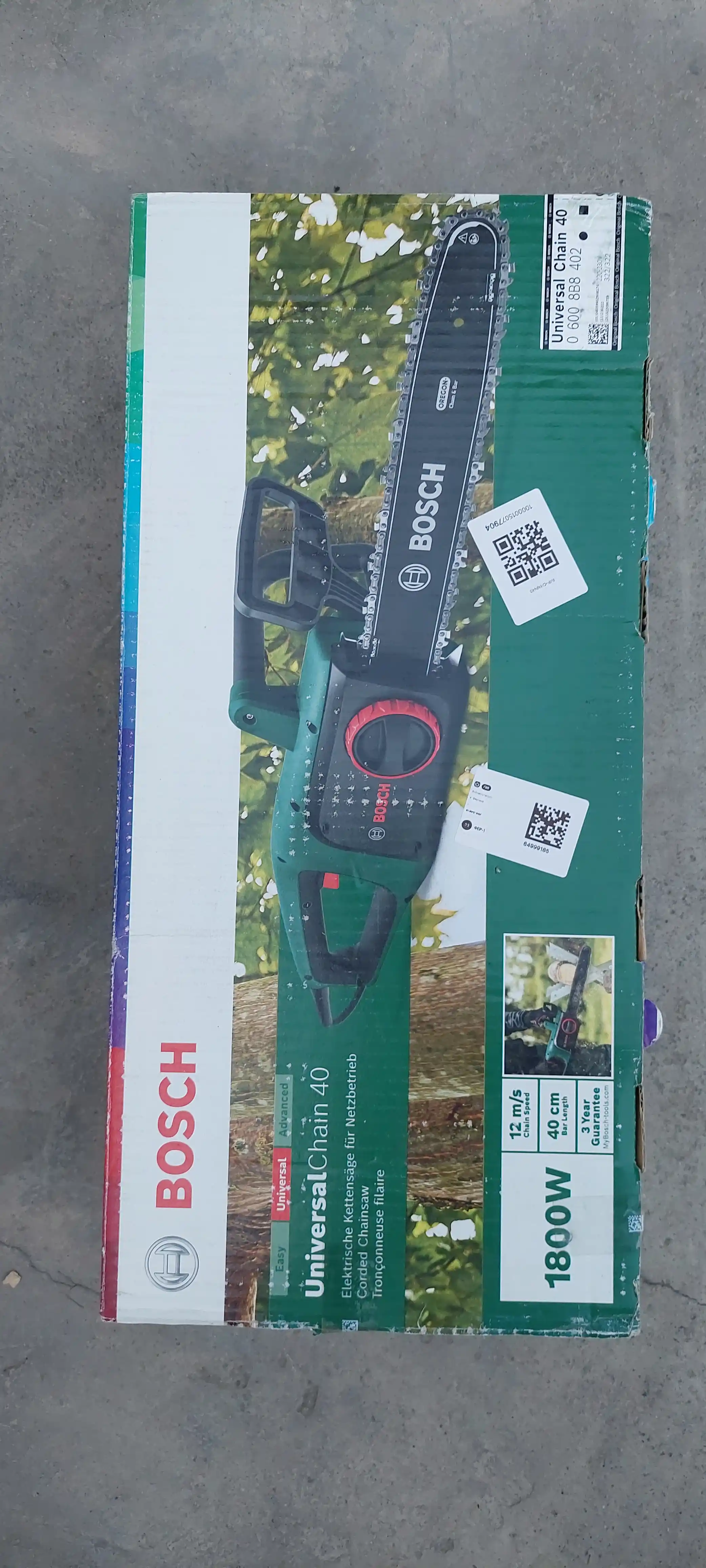 Elektr sepli arra Bosch UniversalChain 40 (1800Vt): xavfsizlik uchun tepish tormozi