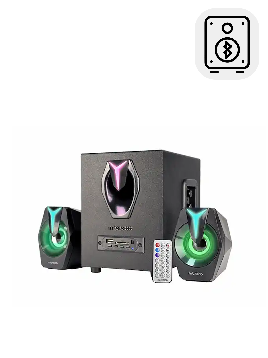 Microlab G100BT — система Bluetooth 5.0 + 2.1 с RGB-подсветкой, USB, AUX, FM