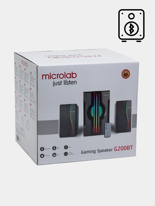 Сабвуфер Microlab G200BT, 2.1, 25W RMS, 2×15W + 15W, Bluetooth 5.0, USB, SD, AUX - 