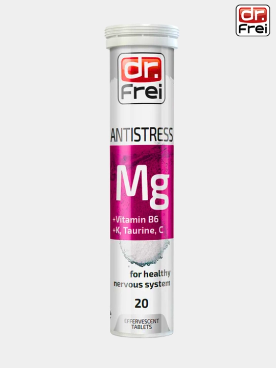 Витамины от стресса Dr. Frei Antistress, Магний Б6, таурин, витамин С и К, шипучки 20 шт