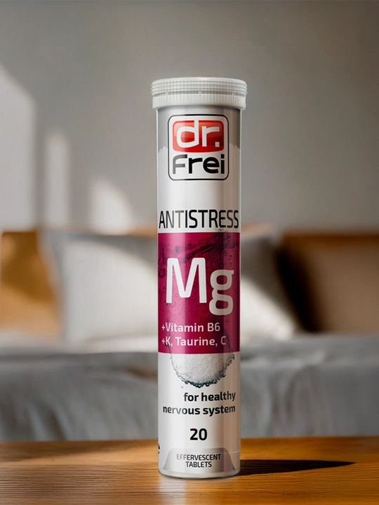 Витамины от стресса Dr. Frei Antistress, Магний Б6, таурин, витамин С и К, шипучки 20 шт