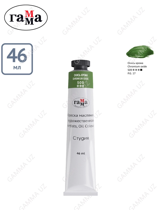 Rassomlar uchun moyli bo'yoq Gamma "Studio", 46 ml, tuba, xrom oksidi, 0.00.A046.509