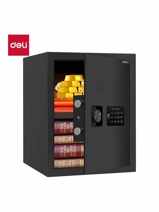 Сейф 420*350*330 мм ET534 Deli, электронный код+ключ, черный, 13.9 кг - 