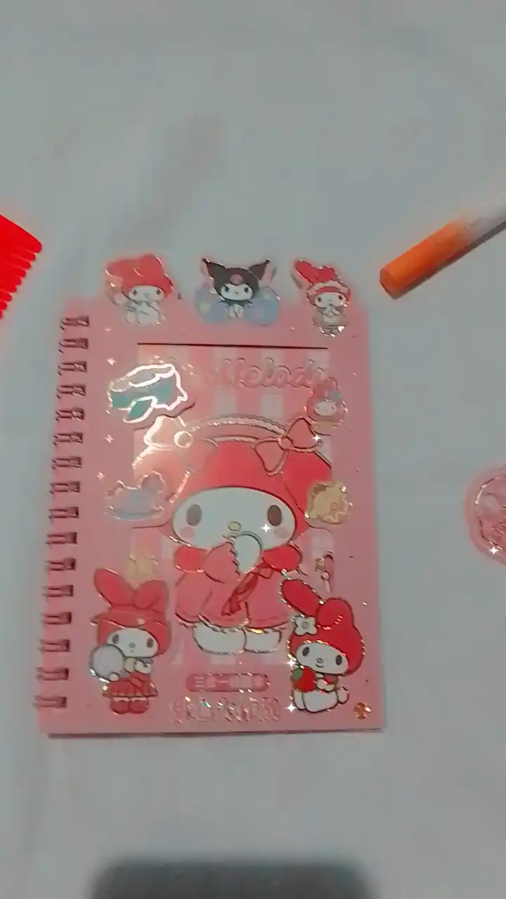 Bloknot stiker bilan Kuromi Sanrio, stiker kitobi, o'lchami 16 * 12 sm