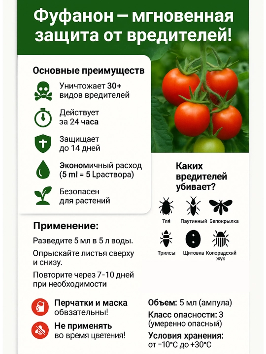 Фуфанон - инсектицид от насекомых-вредителей, Green Belt, 5 мл
