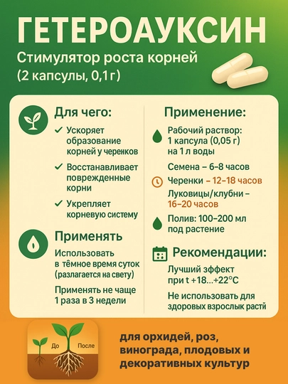 Стимулятор роста корней Гетероауксин, 2 капсулы
