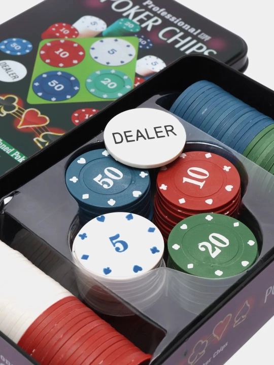 Набор для покера Texas Holdem Poker, 100-200 фишек с номиналом, карты и сукно