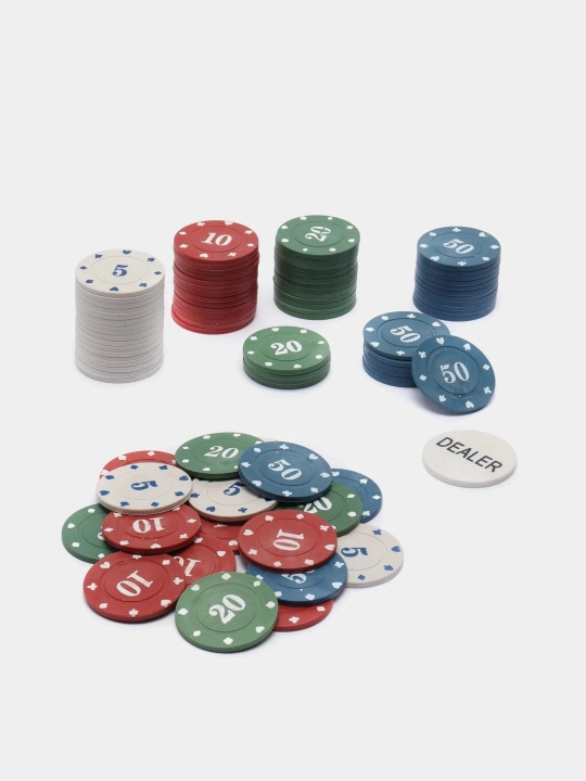 Набор для покера Texas Holdem Poker, 100-200 фишек с номиналом, карты и сукно