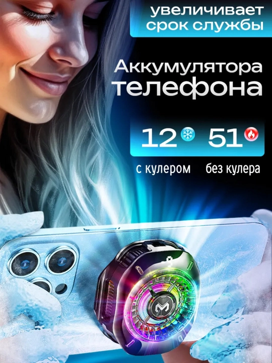 Смарт кулер для телефона с AI управлением и цифровым дисплеем,  кулер