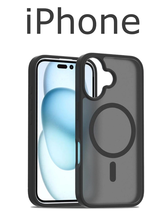 Матовый полупрозрачный iPhone чехол, MagSafe 16, 16e, 15, 14, 13, 12, 11, X, 7, 6 - 