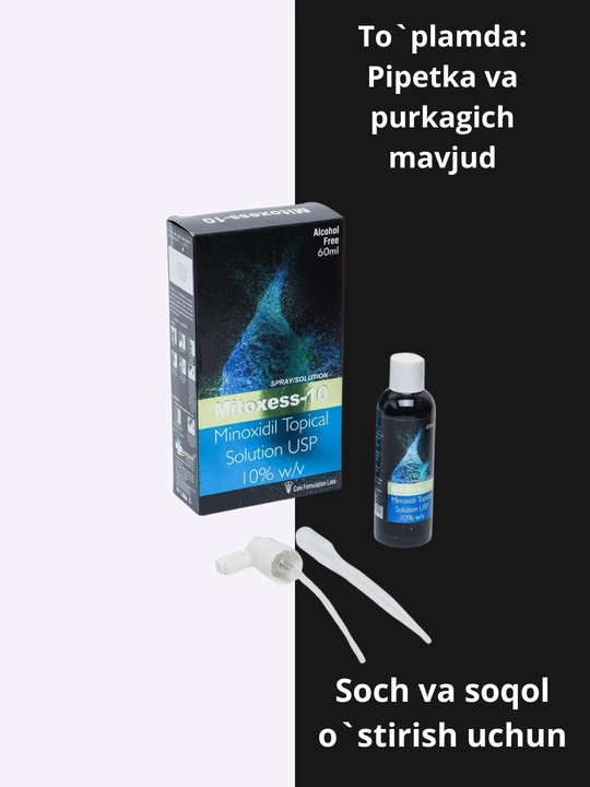 Миноксидил Mitoxess Minoxidil Topical Solution USP 10%, для роста волос и бороды, 60 мл