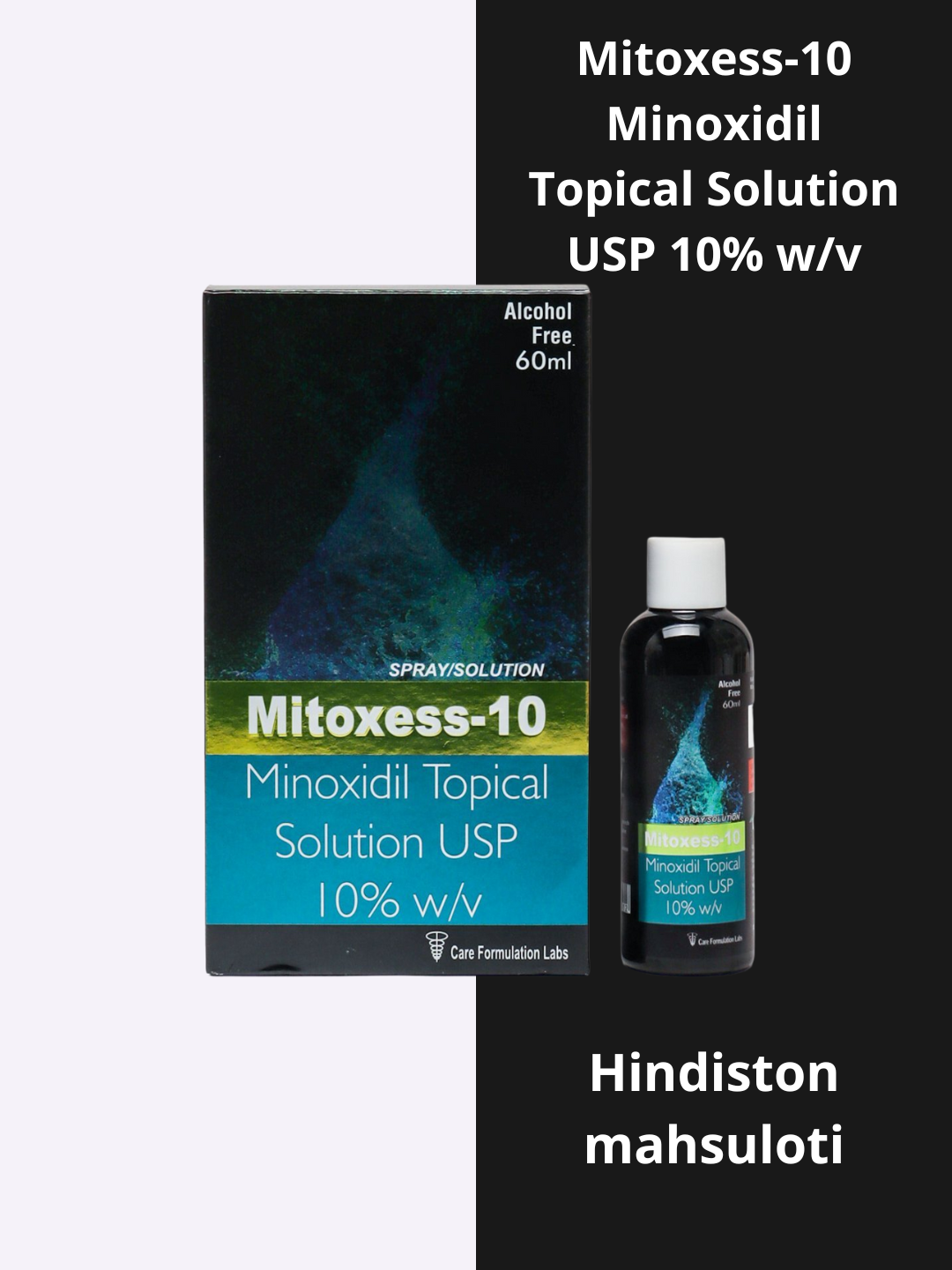 Миноксидил Mitoxess Minoxidil Topical Solution USP 10%, для роста волос и бороды, 60 мл - 