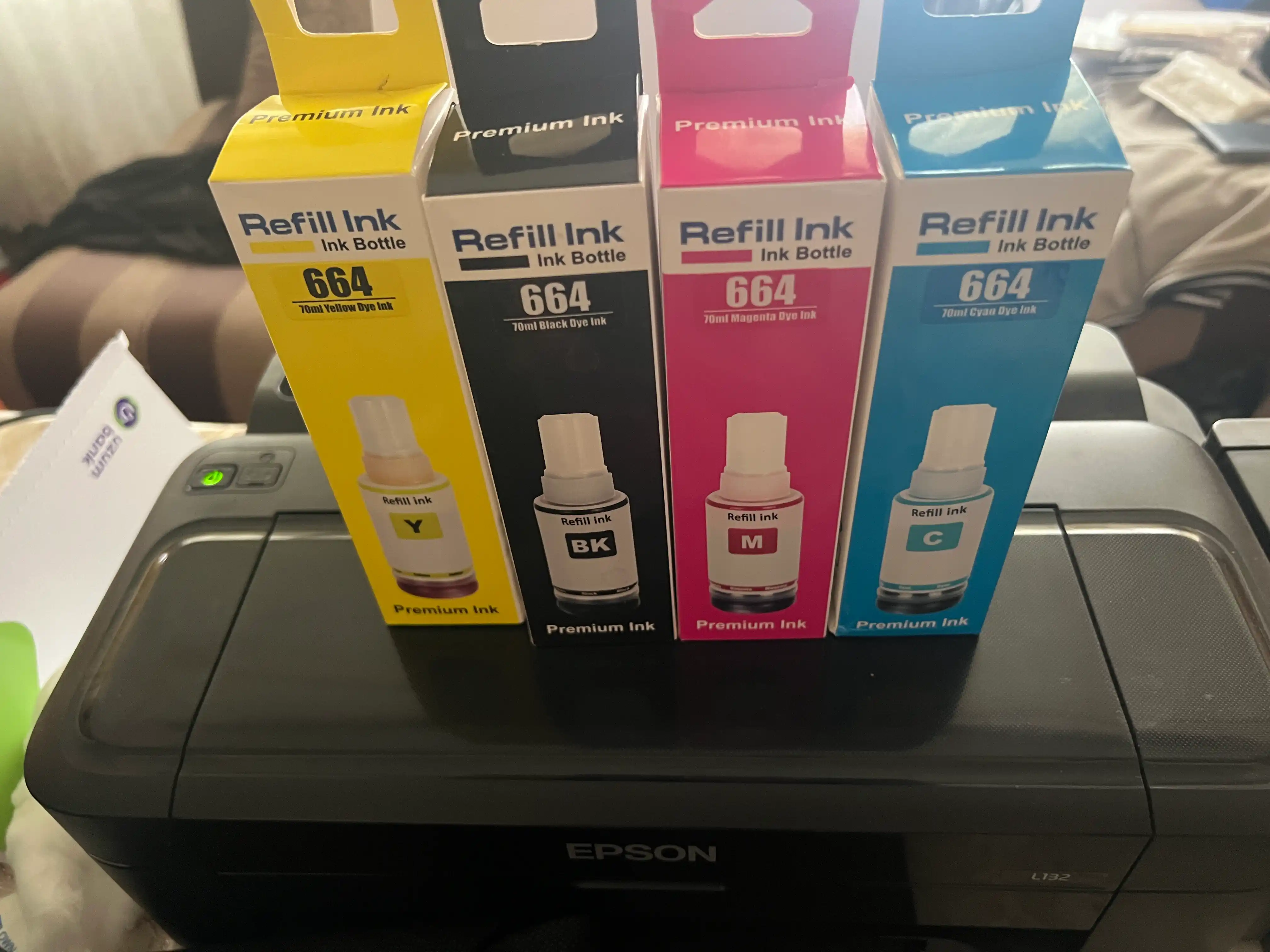 EPSON 664 siyohi L1300, L3050, L132, L210, L365, L120 printerlari uchun, 5x70ml to'plamda