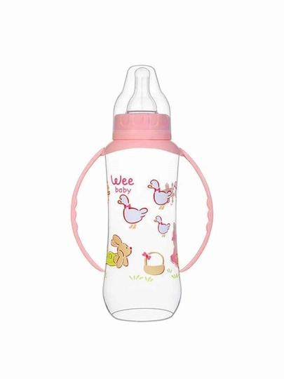 Wee Baby бутылочка с силиконовой соской и ручками  (150 мл / 270 мл) — WEE-WEE4445-РОЗОВ-745