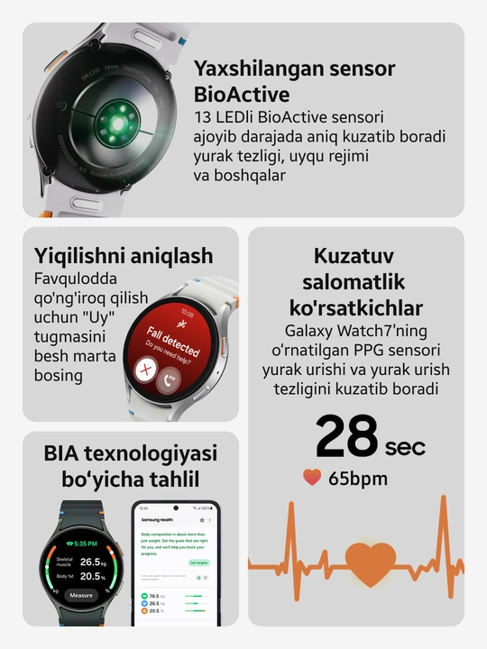 Aqilli soat Samsung Galaxy Watch 7, 40 mm, Super AMOLED displey, 1,3" dyuymli