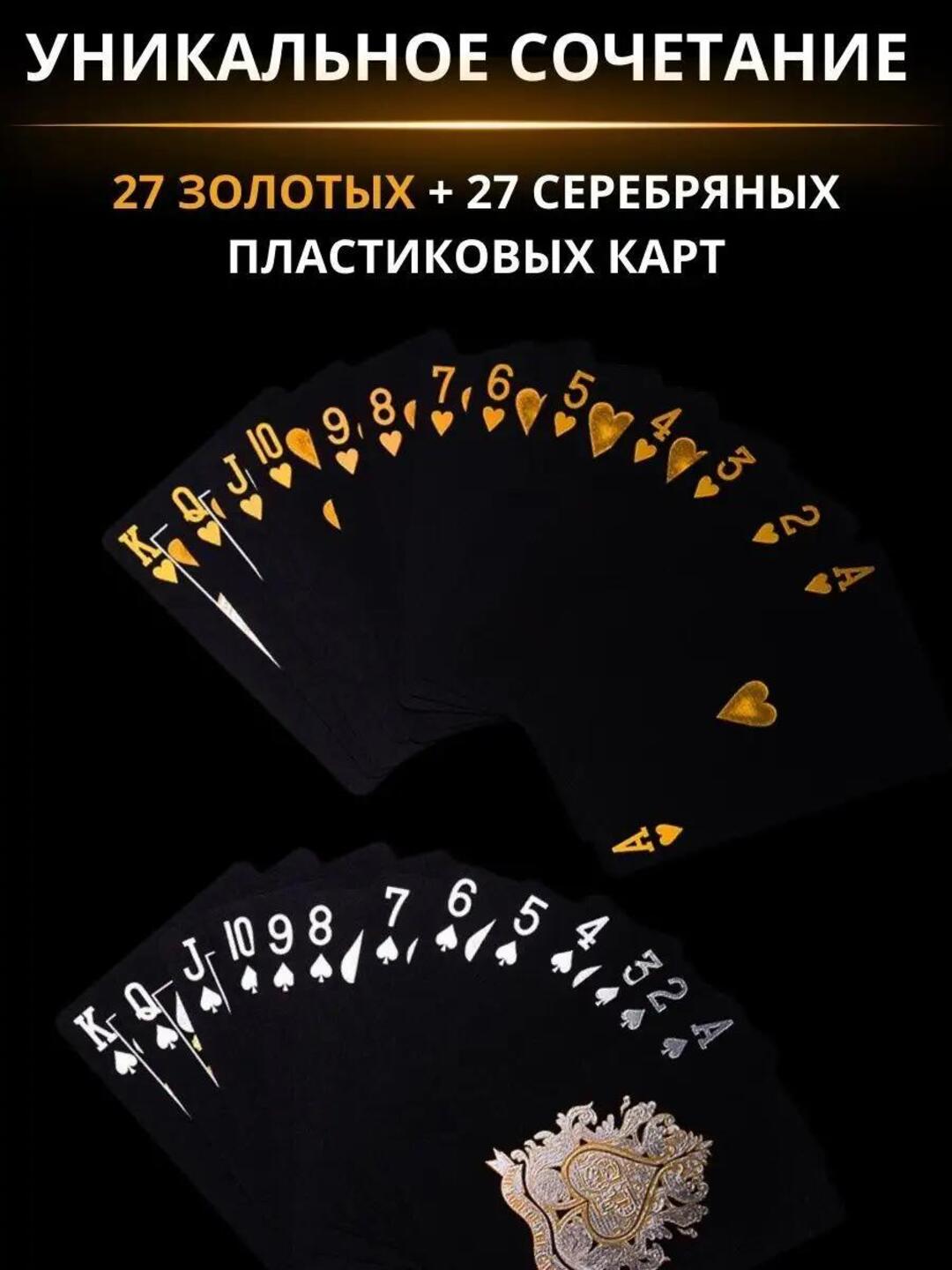 Игральные карты, пластиковые  — влагостойкие, покерные, 54 шт