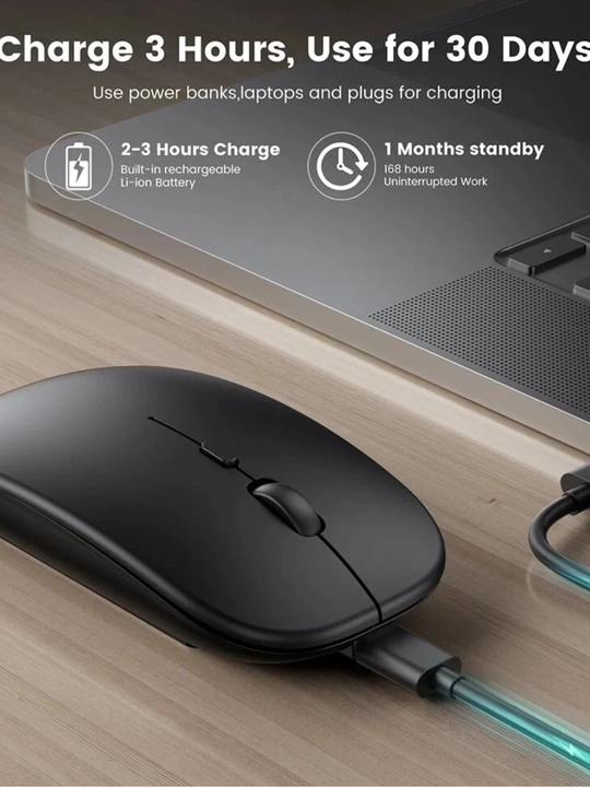 Универсальная Bluetooth + Wireless мышь с LED-подсветкой, USB зарядкой  для работы и игр