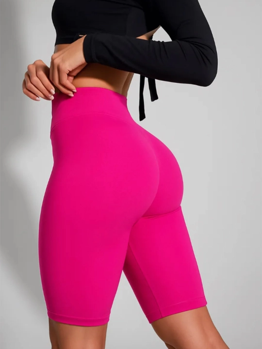 Ayollar uchun Push Up effektli cho'zilgan sport velosipedlari, fitnes uchun shortilar