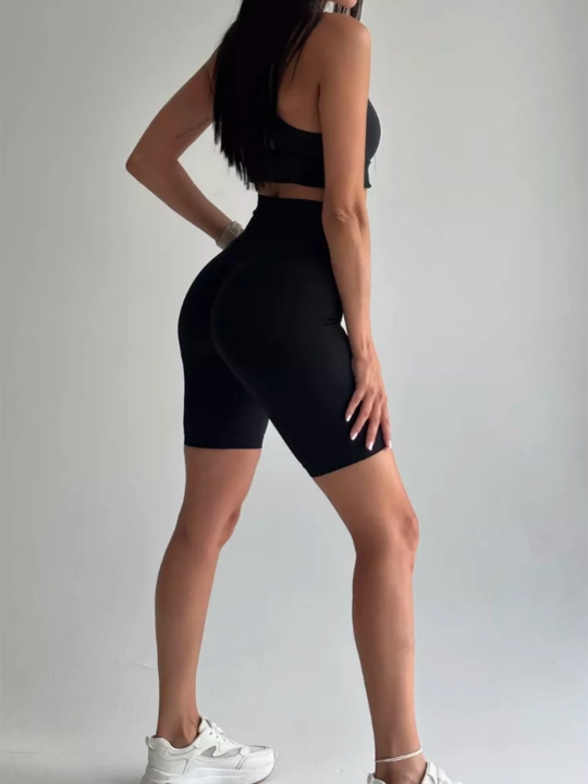 Ayollar uchun Push Up effektli cho'zilgan sport velosipedlari, fitnes uchun shortilar