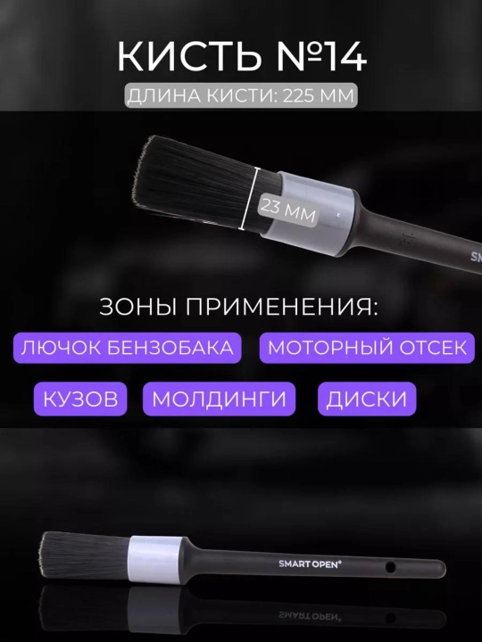 Набор профессиональных кистей для детейлинга BRUSH BOX SMART OPEN, 5 шт