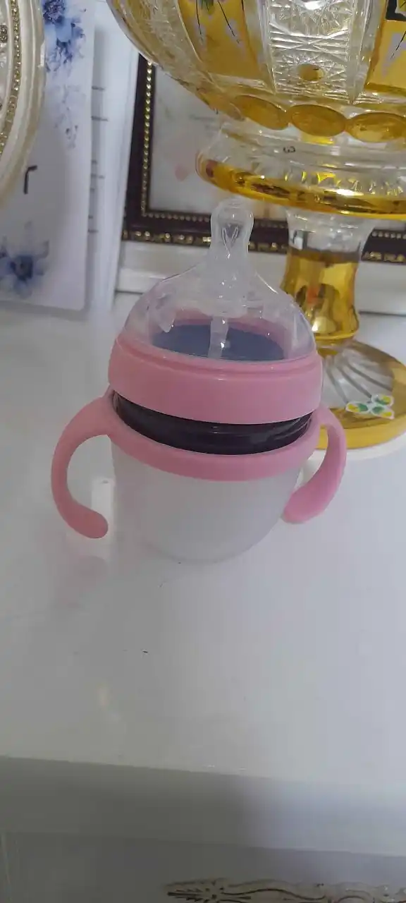 Детская бутылочка для кормления, с ручкой, силиконовая соска 150ML
