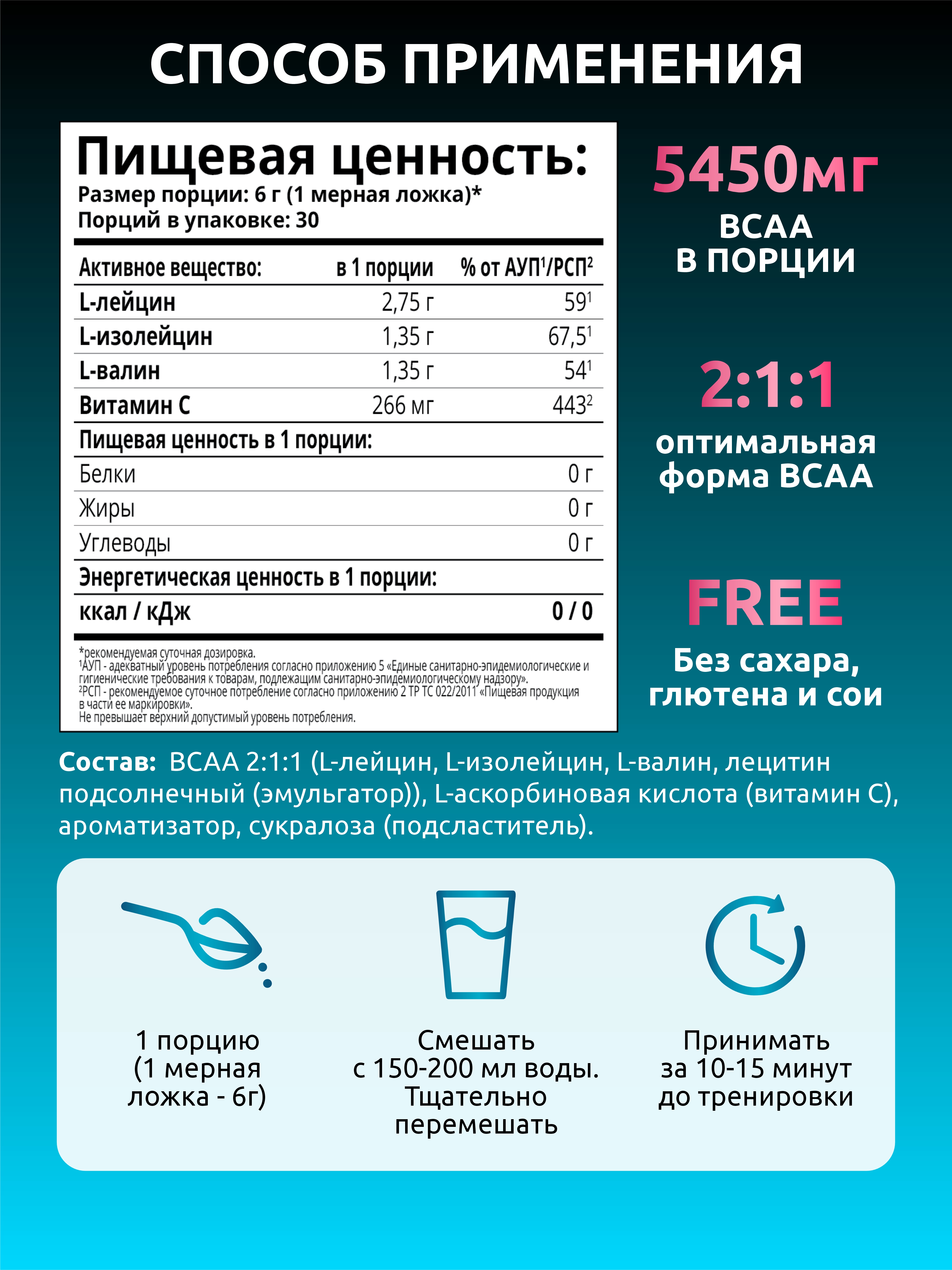 BCAA 2:1:1, SOLAB, tiklanish va mushak o‘sishi uchun, Bubble gum ta’mi, 30 porsiya, 180g
