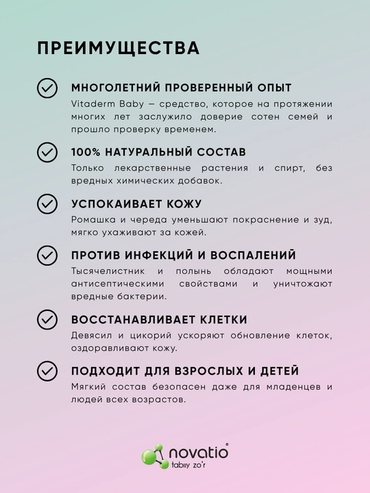 Лосьон детский Novatio Витадерм baby от потницы и зуда увлажняющий, 230 мл