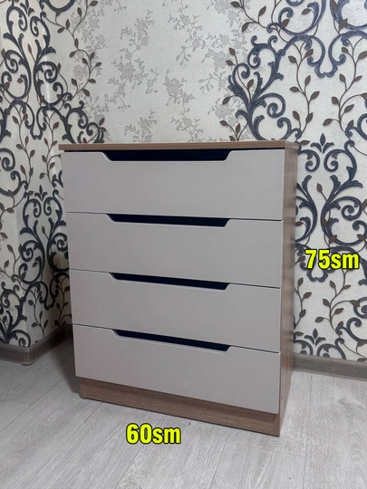 Комод без ручек, 4 ящика, 100% собранный — ZORU-KOMMEBE-CЕРМЕЛ