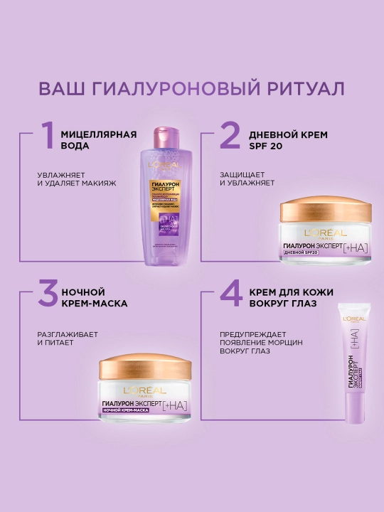 Ko'z atrofi uchun krem L'Oreal Paris Gialuron Expert, 15 ml