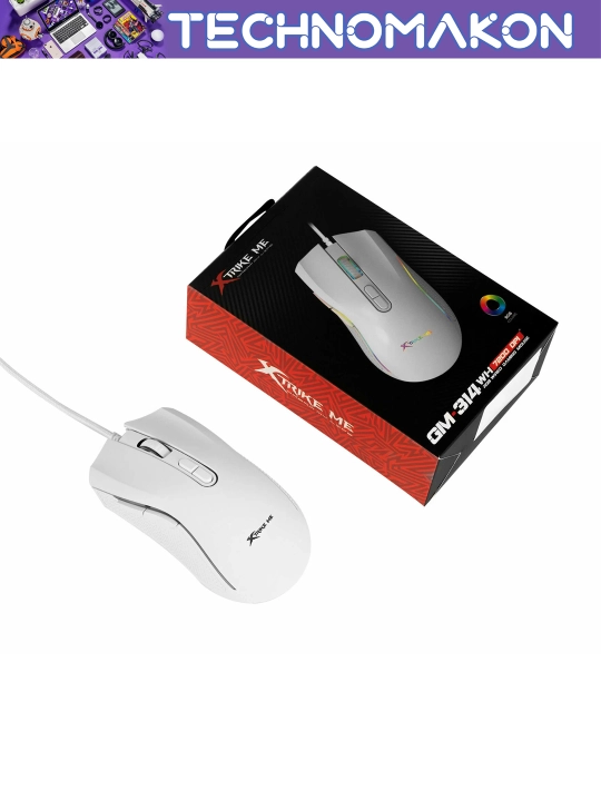 Компьютерная игровая мышь проводная Xrike GM-314 с RGB подсветкой, 7 кнопок, 7200 DPI, USB