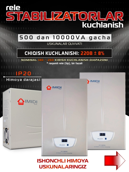 IMIDI o'rni kuchlanish stabilizatori, 100-260 vatt
