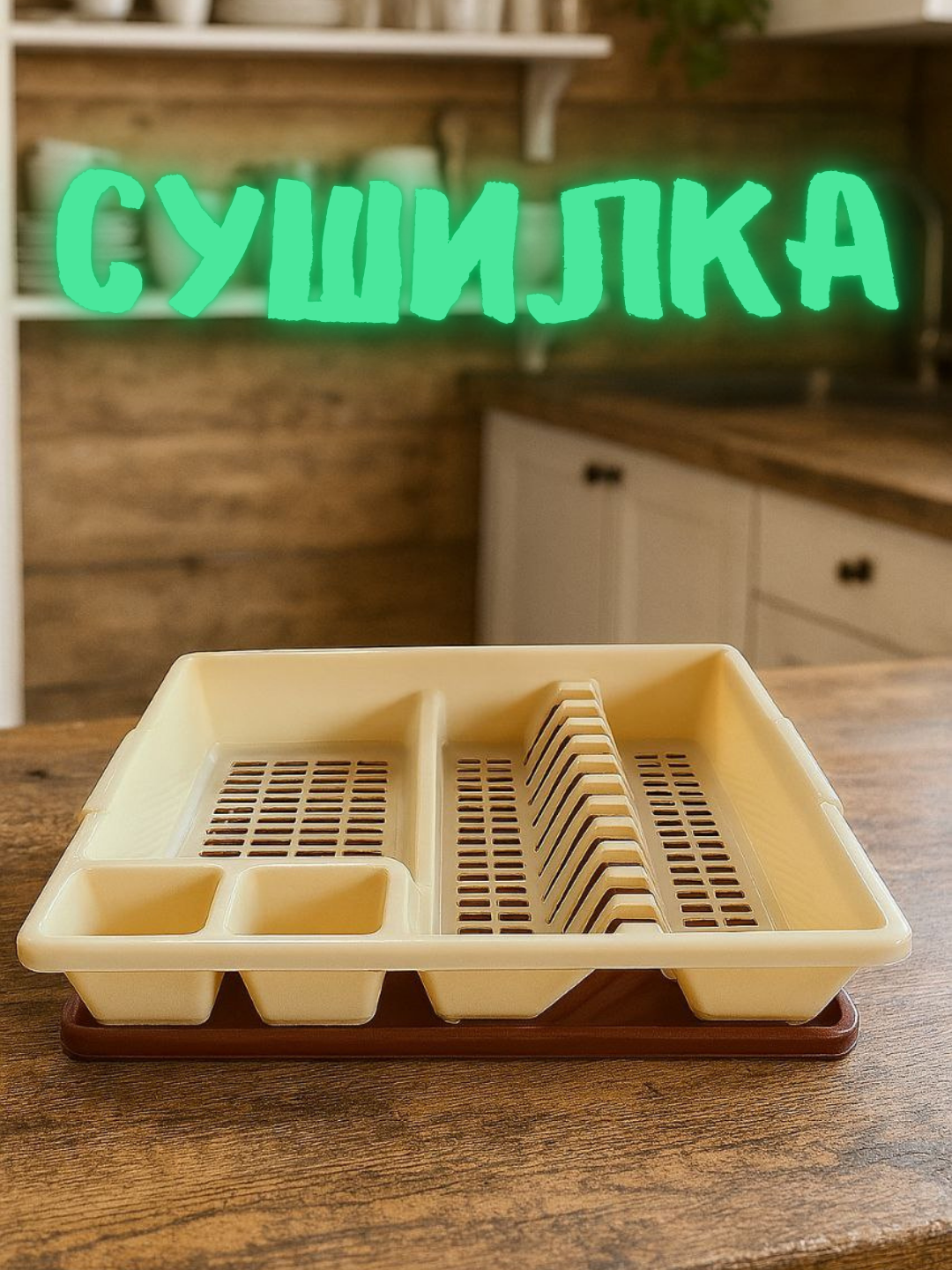 Idish-tovoqlar uchun ko‘p bo‘limli plastik quritgich - 