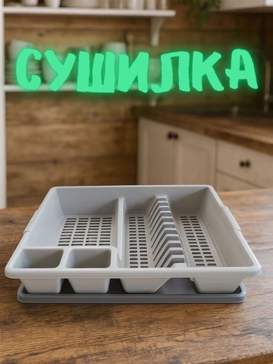 Idish-tovoqlar uchun ko‘p bo‘limli plastik quritgich - 