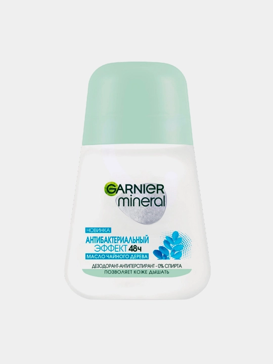 Sprey dezodorant Garnier Mineral, аntibakterial ta'sir, choy daraxtining yog'i, 50 ml
